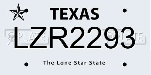 LZR2293 Texas License Plate