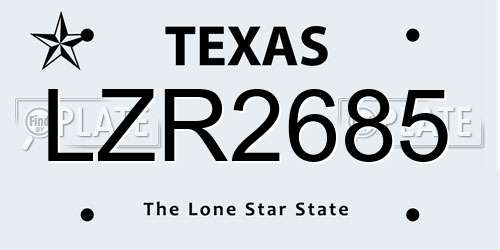 LZR2685 Texas License Plate