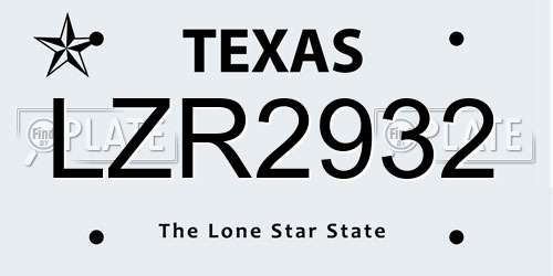 LZR2932 Texas License Plate