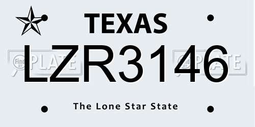 LZR3146 Texas License Plate