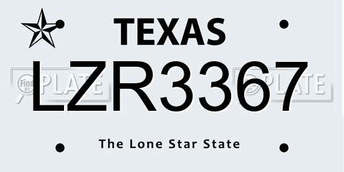 LZR3367 Texas License Plate