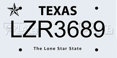 LZR3689 Texas License Plate