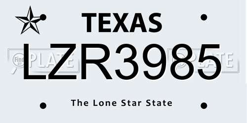 LZR3985 Texas License Plate