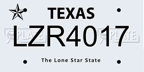 LZR4017 Texas License Plate