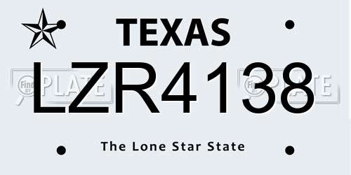 LZR4138 Texas License Plate