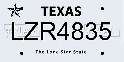 LZR4835 Texas License Plate