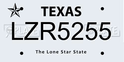 LZR5255 Texas License Plate