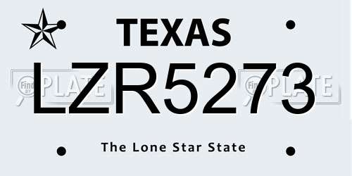LZR5273 Texas License Plate
