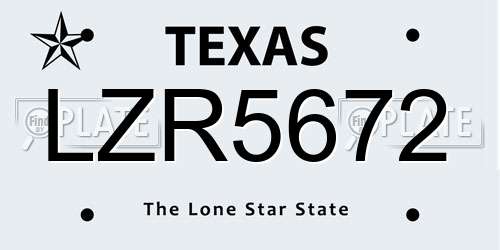 LZR5672 Texas License Plate