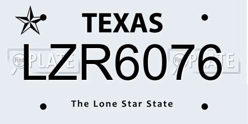 LZR6076 Texas License Plate