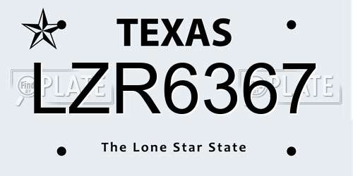 LZR6367 Texas License Plate