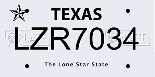LZR7034 Texas License Plate