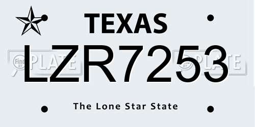 LZR7253 Texas License Plate