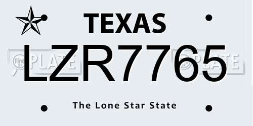 LZR7765 Texas License Plate