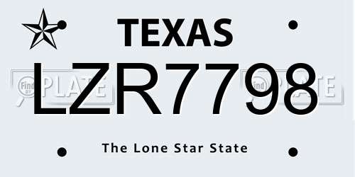 LZR7798 Texas License Plate