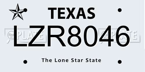 LZR8046 Texas License Plate
