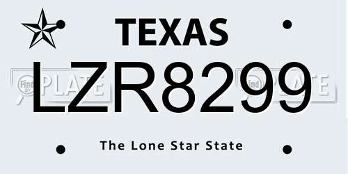 LZR8299 Texas License Plate