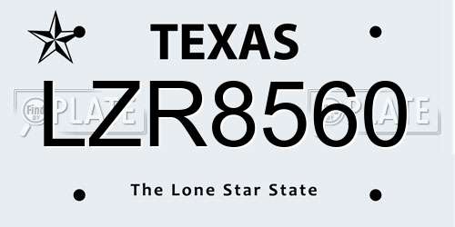LZR8560 Texas License Plate