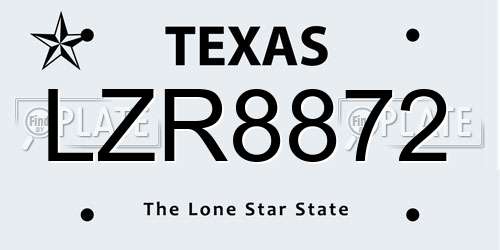 LZR8872 Texas License Plate
