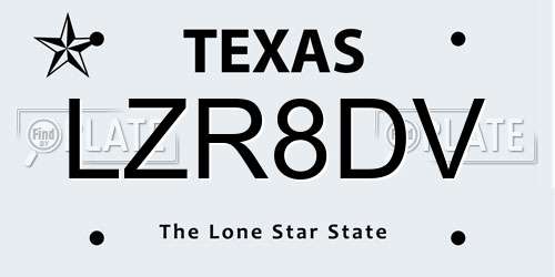 LZR8DV Texas License Plate