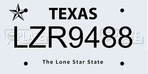 LZR9488 Texas License Plate