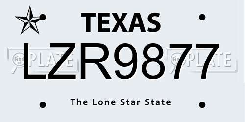 LZR9877 Texas License Plate