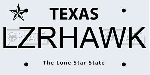 LZRHAWK Texas License Plate
