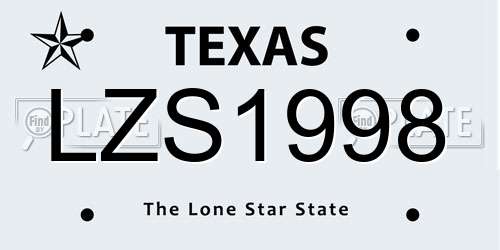 LZS1998 Texas License Plate