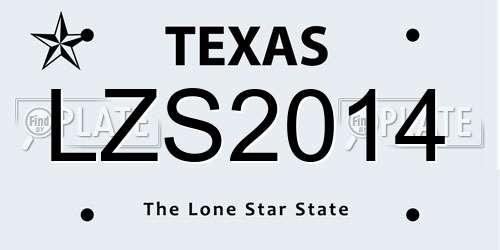 LZS2014 Texas License Plate