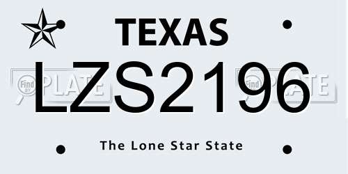 LZS2196 Texas License Plate