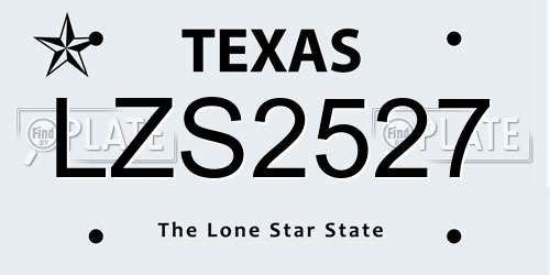 LZS2527 Texas License Plate