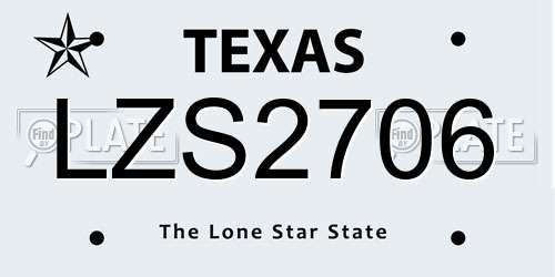 LZS2706 Texas License Plate