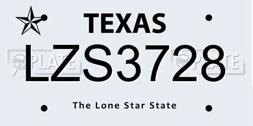 LZS3728 Texas License Plate