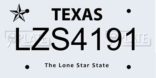 LZS4191 Texas License Plate