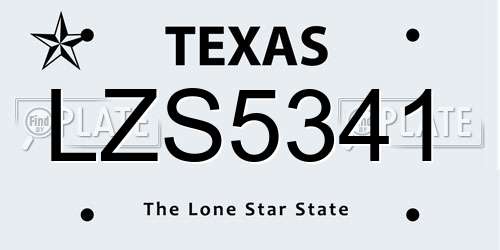 LZS5341 Texas License Plate