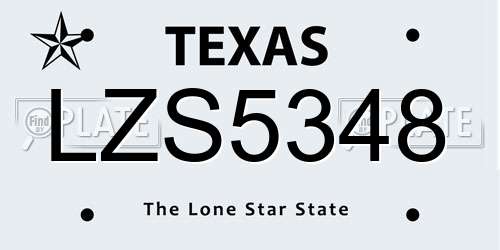 LZS5348 Texas License Plate