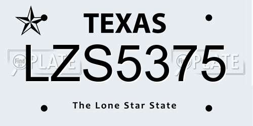 LZS5375 Texas License Plate