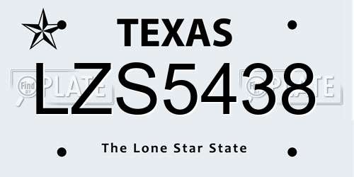 LZS5438 Texas License Plate