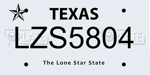 LZS5804 Texas License Plate
