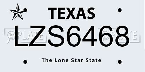 LZS6468 Texas License Plate
