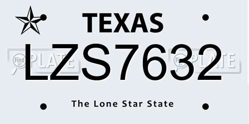 LZS7632 Texas License Plate