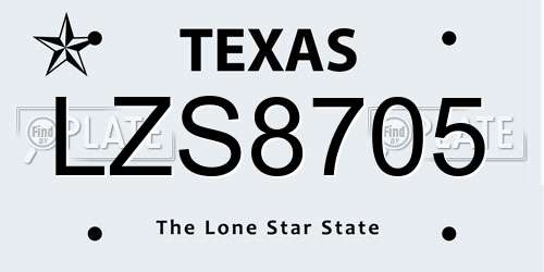LZS8705 Texas License Plate