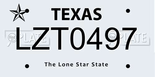 LZT0497 Texas License Plate