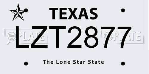 LZT2877 Texas License Plate