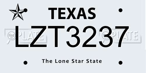 LZT3237 Texas License Plate