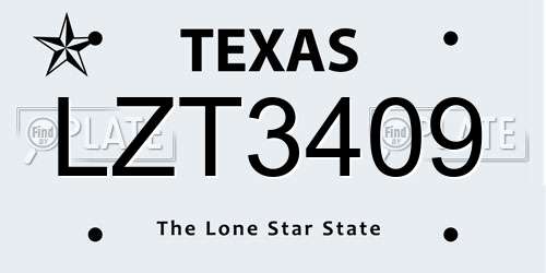 LZT3409 Texas License Plate