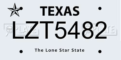 LZT5482 Texas License Plate