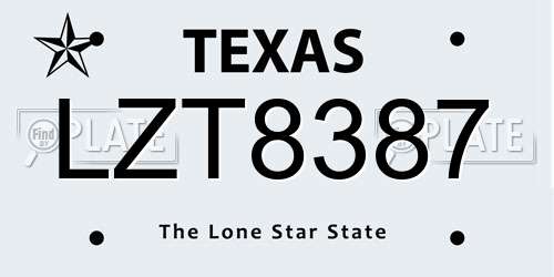 LZT8387 Texas License Plate