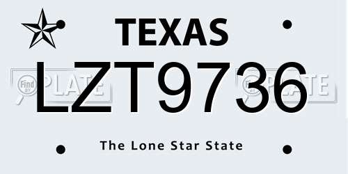 LZT9736 Texas License Plate