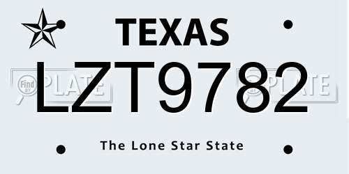 LZT9782 Texas License Plate